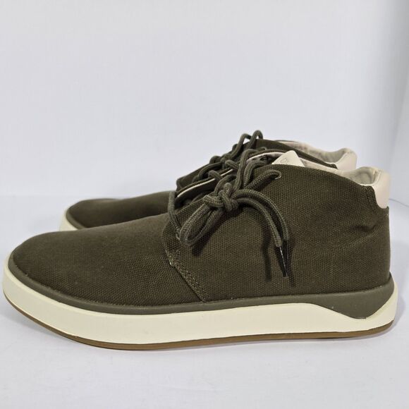 Olukai Papaku Canvas Casual Boots Mens Size 9.5 Olive Green Off White NEW